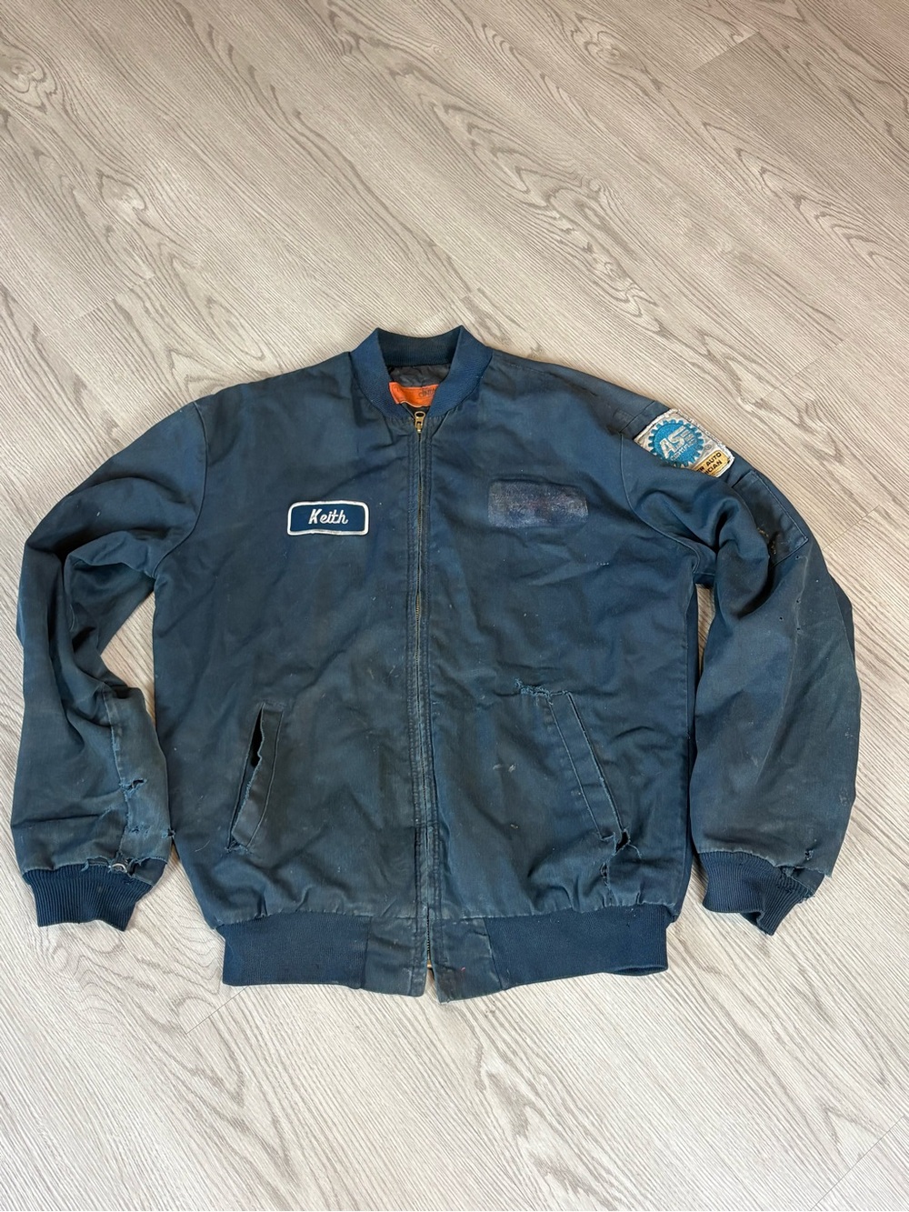 Men's Navy Military-Style Work Bomber Jacket - Keith Patch